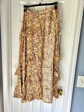 Free People Ethereal Maxi Tie Skirt Citron